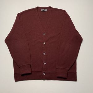 Vintage Cardigan David Taylor Acrylic V Neck Red Burgundy Maroon XL USA Made